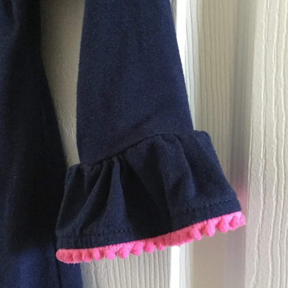 Emily Rose Navy & Pink Ruffle Trim Owl Love Top - Picture 5 of 10